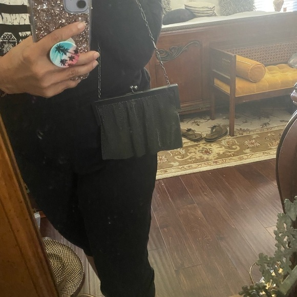 Antique German silver/ grey color mesh chains links evening purse/ clutch bag. - Picture 6 of 7